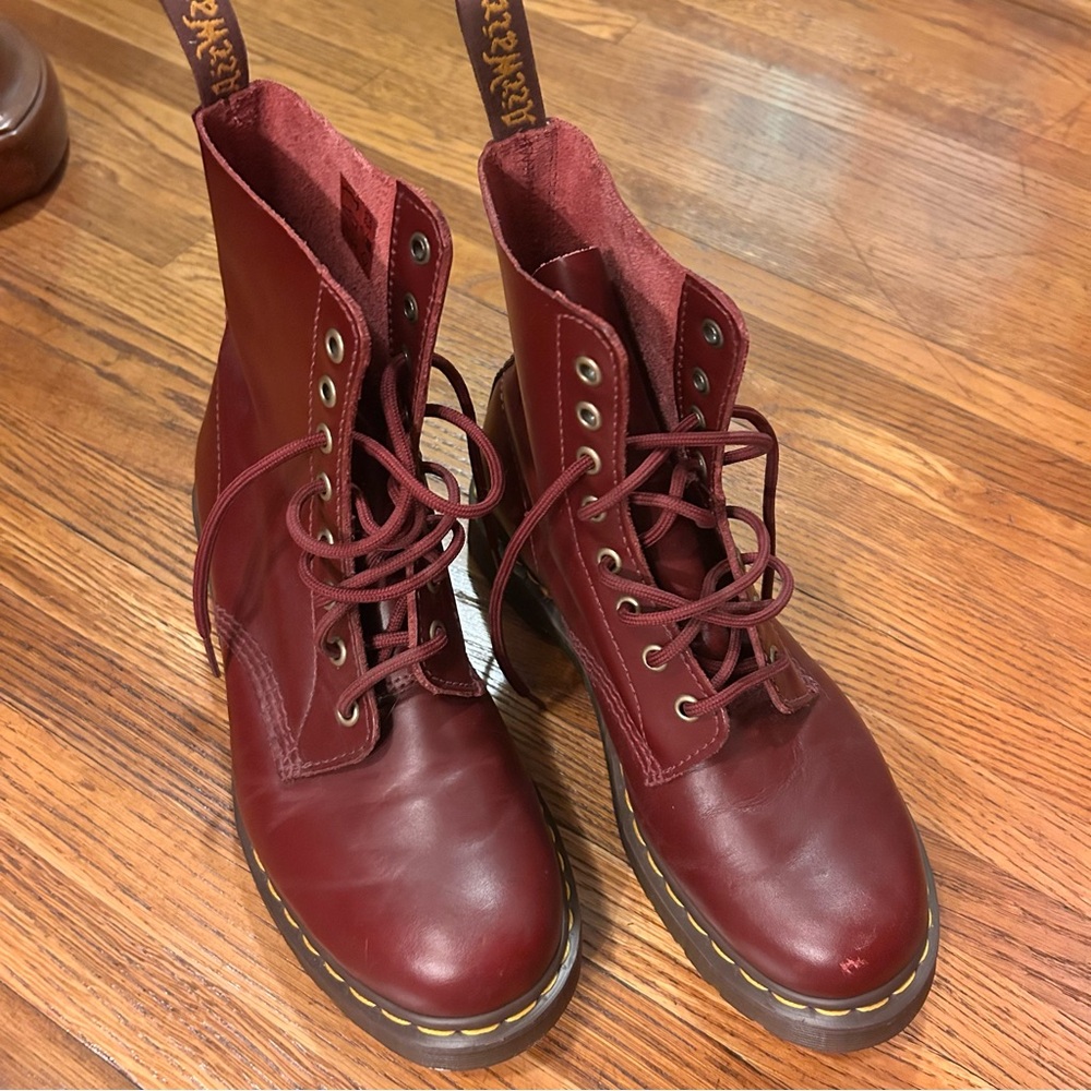 Dr. Martens 1460 Pascal Red Combat Boots with Smooth Leather